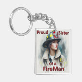 Trotse zus van een brandweerman aarzeling sleutelhanger (Voorkant Links)