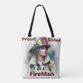Trotse zus van een brandweerman aarzeling tote bag (Achterkant)