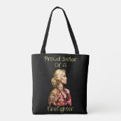 Trotse zus van een brandweerman gevolg w tote bag (Achterkant)