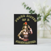 Trotse zus van een brandweerman hi tech briefkaart (Staand voorkant)