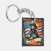 Trotse zus van een brandweerman ongerustheid sleutelhanger (Voorkant Links)