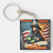 Trotse zus van een brandweerman ongerustheid sleutelhanger (Voorkant)