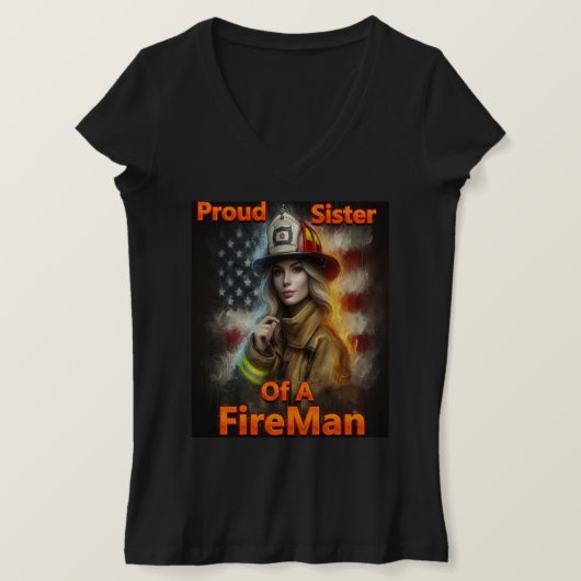 Trotse zus van een brandweerman te dienen t-shirt (Design voorkant)