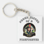 Trotse zus van een brandweerman verbeelding W Sleutelhanger (voorkant)