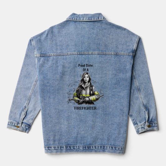 Trotse zus van een brandweerman W Denim Jacket (Achterkant)