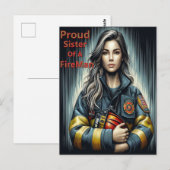 Trotse zus van een brandweerrobotica briefkaart (Voorkant / Achterkant)
