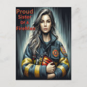 Trotse zus van een brandweerrobotica briefkaart (Voorkant)