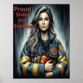 Trotse zus van een brandweerrobotica poster (Voorkant)