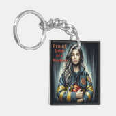 Trotse zus van een brandweerrobotica sleutelhanger (Voorkant Links)