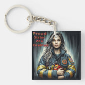 Trotse zus van een brandweerrobotica sleutelhanger (Voorkant)