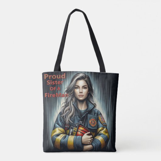 Trotse zus van een brandweerrobotica tote bag (Achterkant)