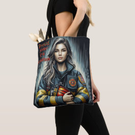 Trotse zus van een brandweerrobotica tote bag