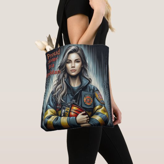 Trotse zus van een brandweerrobotica tote bag (Dichtbij)