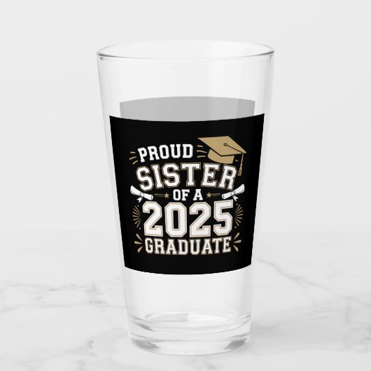 Trotse zus van een klasse van 2025 Afstuderen fami Glas (Voorkant)