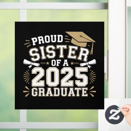 Trotse zus van een klasse van 2025 Afstuderen fami Raamsticker (Huis)