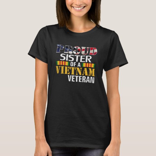 Trotse zus van een Vietnamveteraan voor Veteranend T-shirt (Voorkant)