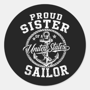Trotse Zus Van Een Zeeman Us Veteranen Familie Ronde Sticker