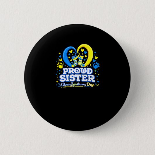 Trotse zus wereld downsyndroom dag ronde button 5,7 cm (Voorkant)