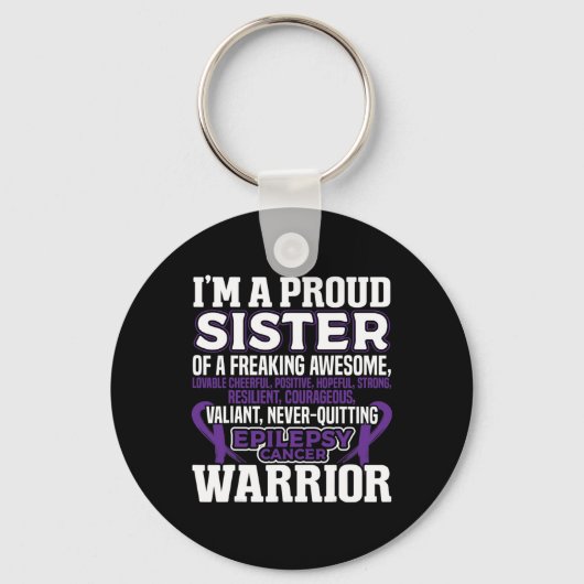 Trotse zuster epilepsie bewustzijn vrouwen Paarse Sleutelhanger (Voorkant)