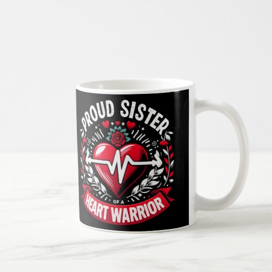 Trotse zuster Hart Warrior CHD Bewustzijn Congenit Koffiemok (Rechts)