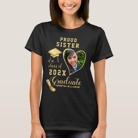 Trotse zusterklasse van 2025 Custom Photo Afstuder T-shirt (Voorkant)