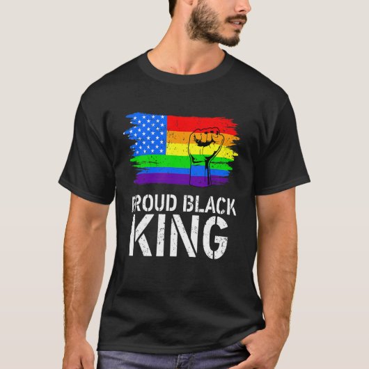 Trotse Zwarte Koning Pap Vaders Dag LGBT Gay Pride T-shirt (Voorkant)