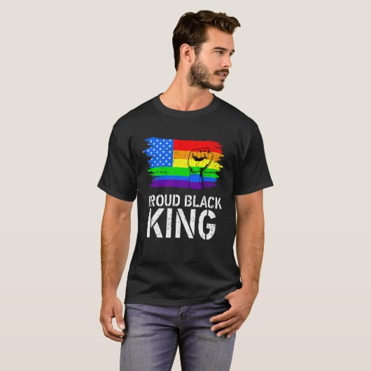 Trotse Zwarte Koning Pap Vaders Dag LGBT Gay Pride T-shirt (Voorkant volledig)