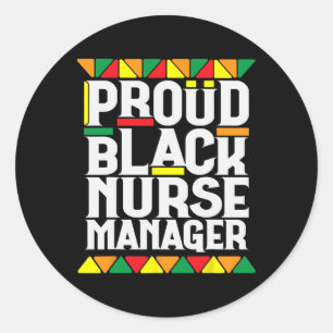 Trotse zwarte verpleegster manager zwarte geschied ronde sticker