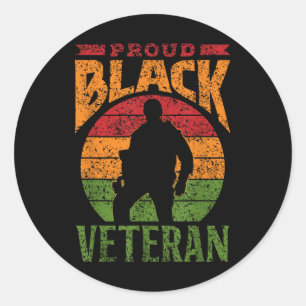 Trotse zwarte veteraan soldaat Afro-Amerikaanse mi Ronde Sticker