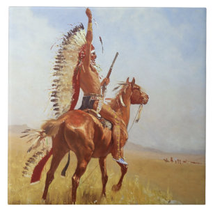“Trotserigheid” Westerse kunst van Frederic Reming Tegeltje
