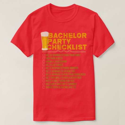 Trotsfeest Checklist Bruidsjonkers Grappige Huweli T-shirt (Design voorkant)
