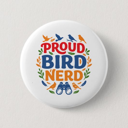 TROTSSE VOGELNERD RONDE BUTTON 5,7 CM (Voorkant)