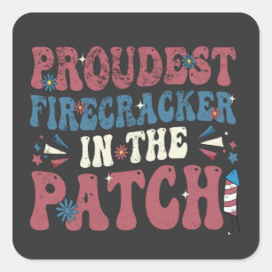 Trotste Firecracker in de Patch 4 juli USA Vierkante Sticker