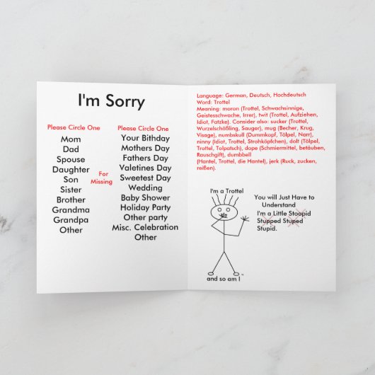 Trottel, oeps! kaart (Binnen)