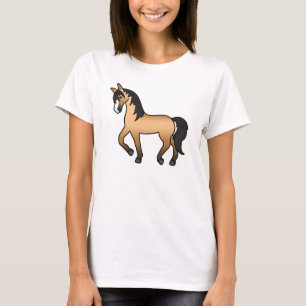 Trottende buckskin paard cartoon geïllustreerd t-shirt
