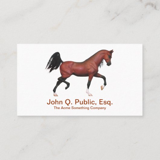 Trotting Bay Arabian Horse Boerderij Riding School Visitekaartje (Achterkant)