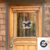 Trotting Bay Clydesdale Horse Equestrian Decal (Huis Deur)