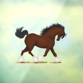Trotting Bay Clydesdale Horse Equestrian Decal (Vel 3)
