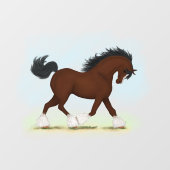 Trotting Bay Clydesdale Horse Equestrian Decal (Vel)