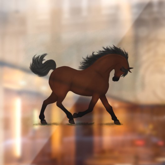 Trotting Bay Horse Equestrian Pony Decal (Vel 2)
