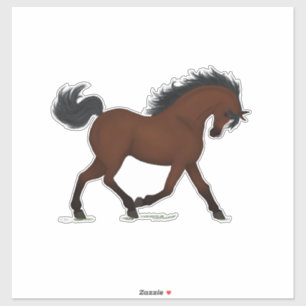 Trotting Bay Horse met Blaze Boerderij of Ranch Sticker