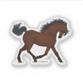 Trotting Bay Paard Met Blaze Pony Ruitersport Sticker (Voorkant)