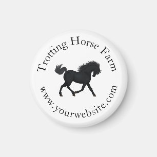 Trotting Black Horse Circulaire tekst Paardensport Magneet