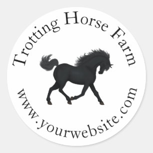 Trotting Black Horse Circulaire tekst Paardensport Ronde Sticker
