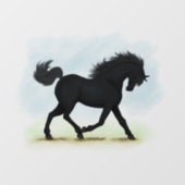Trotting Black Horse of Pony Equestrian Decal (Vel)