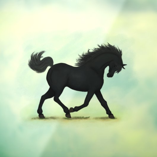 Trotting Black Horse of Pony Equestrian Decal (Vel 3)