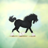 Trotting Black Shire Horse Equestrian Decal (Vel 3)