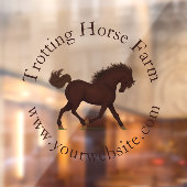 Trotting Bruin Paard Cirkeltekst Ruitersport Raamsticker (Vel 2)