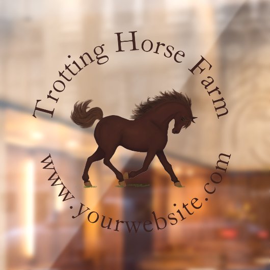Trotting Bruin Paard Cirkeltekst Ruitersport Raamsticker (Vel 2)