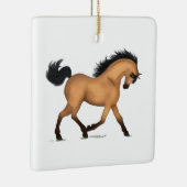 Trotting Buckskin Dun Horse Persoonlijke Kerstmis Keramisch Ornament (Rechts)